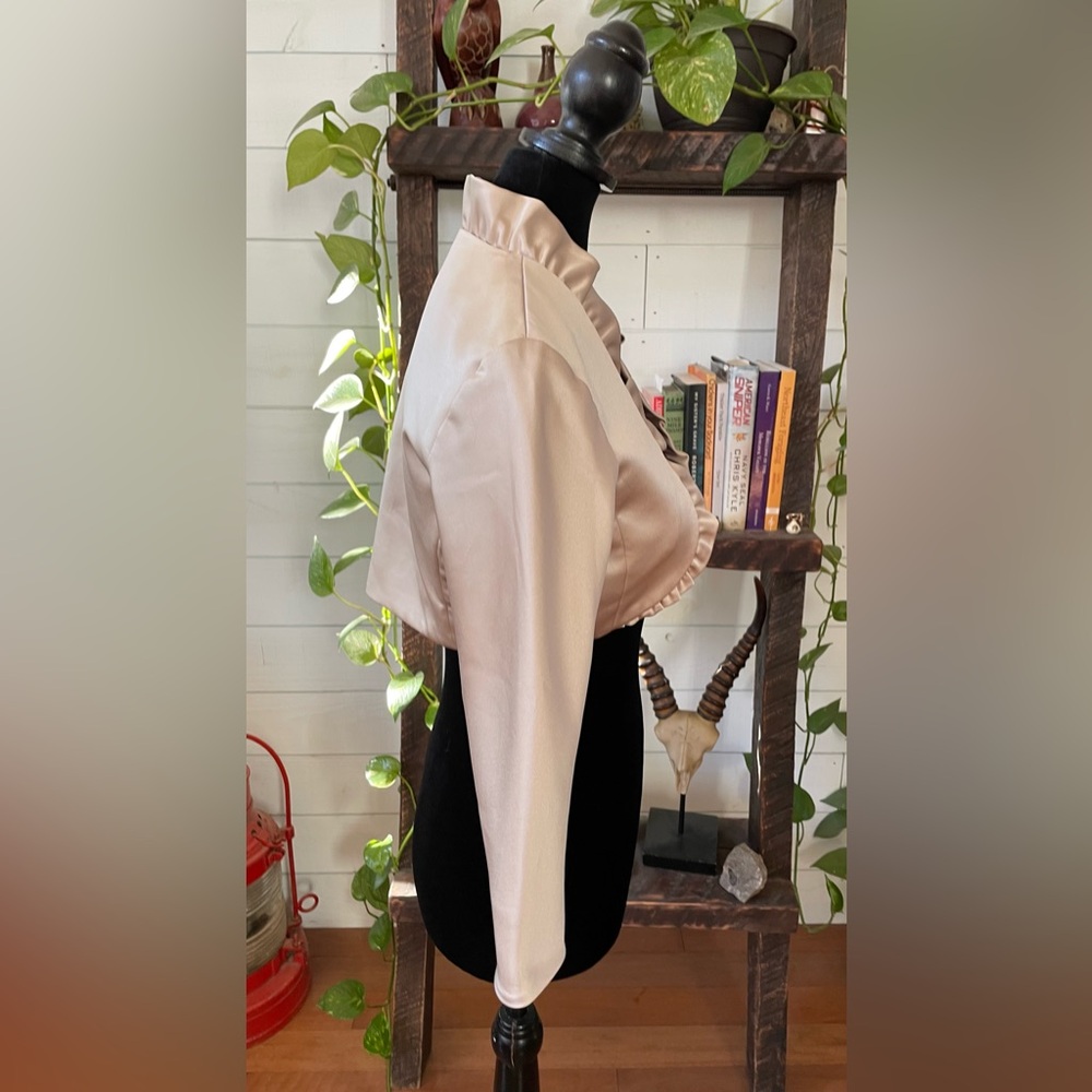 David’s Bridal: Beige Ruffle Collar Bolaro Jacket - Picture 10 of 17